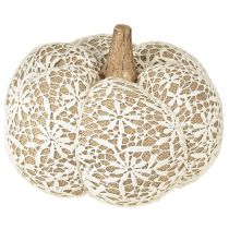 Article Décoration citrouille en tissu dentelle de jute blanc/beige décoration vintage Ø18cm
