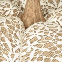 Article Décoration citrouille en tissu dentelle de jute blanc/beige décoration vintage Ø18cm