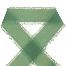 Article Ruban en tissu ruban décoratif à franges vert sauge 40mm 15m