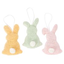 Article Lapin de Pâques à suspendre, une jolie décoration printanière pour l'intérieur, 13 cm, lot de 3