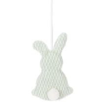Article Set de 3 lapins de Pâques en tissu avec pompon à suspendre, 13 cm, couleurs pastel