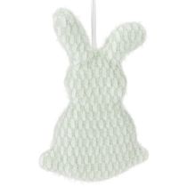 Article Set de 3 lapins de Pâques en tissu avec pompon à suspendre, 13 cm, couleurs pastel