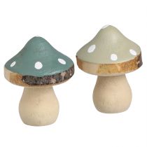 Article Décoration à disperser en bois mini champignons amanites mouches décoratives vert Ø2,5cm 24 pcs