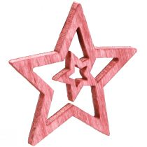 Article Décoration à disperser étoiles en bois rose baie naturel Ø4cm 72 pcs