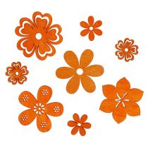Déco à parsemer fleurs en bois orange 2 - 4 cm 96 p.