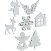 Décoration à parsemer Mélange de bois de Noël blanc 4cm 72p