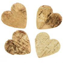 Article Décoration à disperser coeur en bois coeurs en bois écorce de bouleau 4cm 60pcs
