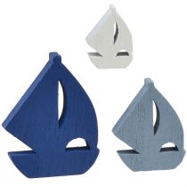 Article Décoration à disperser décoration de voilier en bois bleu blanc 2cm–6cm 24 pcs