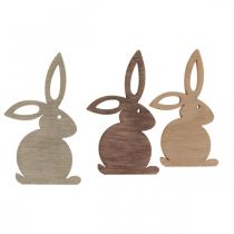 Décoration à parsemer lapin de Pâques en bois tons marron 4cm 72 pièces