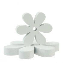 Article Décoration de table en bois fleurs blanches Ø2cm–6cm 20 pcs
