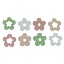 Article Décoration de table fleurs en bois décoration de table colorée 2 motifs Ø3cm 24 pcs
