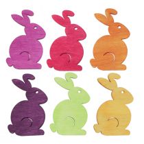 Article Décoration à disperser lapins de Pâques en bois assis colorés 2,5 cm x 4 cm 72 pièces