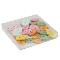 Article Décoration à disperser nichoir à oiseaux décoration de table en bois colorée 2,5–3,5 cm 48 pièces