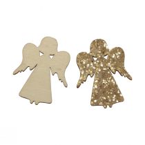 Article Décoration à disperser Noël ange en bois paillettes dorées 5x3,5cm 48 pcs