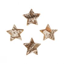 Article Décoration de Noël étoiles en bois écorce blanchie Ø5cm 12pcs