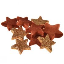 Article Lot de 40 étoiles décoratives de Noël brun/orange Ø4/5 cm en polystyrène avec paillettes