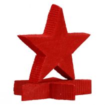Décoration à disperser étoiles de Noël étoiles en bois rouge Ø5,5cm 12pcs