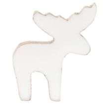 Article Figurine élan en bois blanc et naturel 6 cm décoration de Noël x8