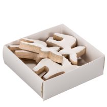 Article Figurine élan en bois blanc et naturel 6 cm décoration de Noël x8
