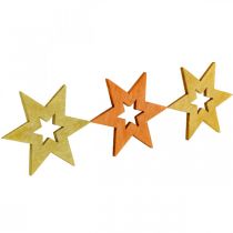 Étoiles en bois saupoudres déco Noël Orange H4cm 72p