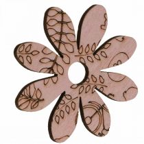 Article Fleurs en bois fleurs de décoration dispersées vert/rose/bleu/naturel Ø3,5–5cm 72 pcs