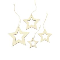 Étoiles en bois décoration décoration cintre étoile en bois naturel 6/8/10/12cm 16 pièces