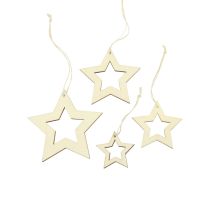 Article Étoiles en bois décoration décoration cintre étoile en bois naturel 6/8/10/12cm 16 pcs