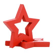 Décoration à disperser étoiles de décoration de Noël étoiles en bois rouges Ø4cm 54pcs
