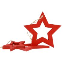 Article Étoiles en bois décoration décoration cintre étoile en bois rouge 6/8/10/12cm 16 pcs