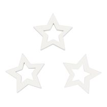 Décoration à disperser étoiles de Noël étoiles en bois blanc Ø4cm 54pcs
