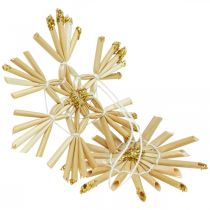 Article Set d&#39;étoiles en paille pailletées dorées décorations de Noël Ø6cm 24 pcs