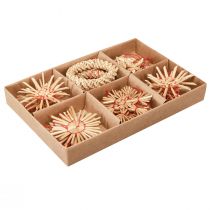 Article Étoiles en paille Décorations pour sapin de Noël paille rouge naturel Ø4-6cm 17 pcs