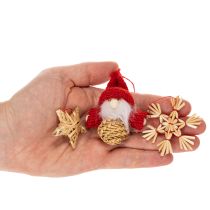 Article Ensemble de décorations de Noël en paille : figurines et étoiles, 6 cm, 30 pièces