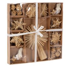 Article Set de décorations de Noël en paille - 35 pièces, étoiles et figurines