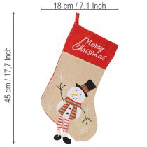 Article Lot de 3 chaussettes de Noël en tissu avec motifs Rouge et Beige 50 cm