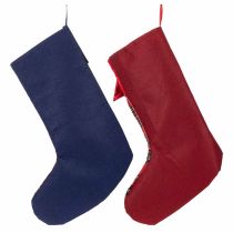 Article Lot de 2 bottes de Noël à carreaux rouges et bleus avec nœud, 43 cm, à suspendre