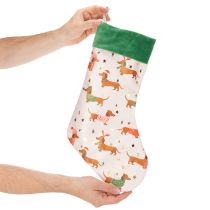 Article Chaussette de Noël à motif teckel, 50 cm