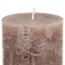 Article Ensemble de 12 bougies piliers rustiques dans les tons bruns, 70 x 100 mm – Longue durée de combustion, aspect marbre pour la décoration et l'ambiance