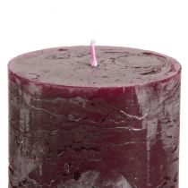 Article Bougies piliers couleur bordeaux, 70 x 80 mm, lot de 4, pour une décoration élégante et une longue durée de combustion