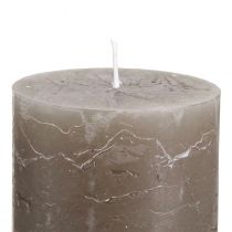 Article Bougies piliers marron, couleur unie, 70 x 100 mm, lot de 4, décoration rustique