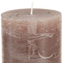 Article Bougies piliers décoratives, mélange de 3 tons bruns, couleur unie, 70 x 120 mm, lot de 12 pour une ambiance chaleureuse et un intérieur élégant.