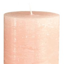 Article Bougies piliers rose clair, entièrement roses, 85×200 mm, longue durée de combustion, lot de 2, décoration de table de haute qualité pour les fêtes
