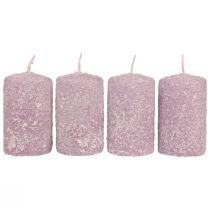 Bougies piliers Bougies de Noël d&#39;hiver violet 60×100mm 4pcs