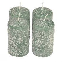 Bougies piliers Bougies de Noël d&#39;hiver vert 60×100mm 4pcs