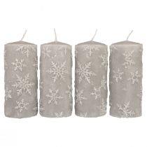 Bougies piliers bougies grises flocons de neige 150/65mm 4pcs