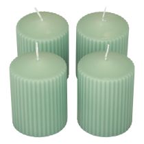 Bougies piliers bougies rainurées vert émeraude 70/90mm 4pcs