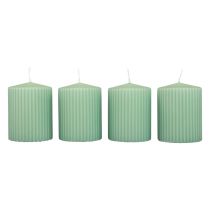 Bougies piliers bougies rainurées vert émeraude 70/90mm 4pcs