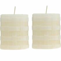 Bougies piliers Blanc Rustique 80/65 Bougie rustique 2pcs