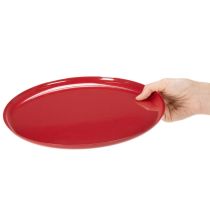 Article Plateau décoratif en métal rouge 27 cm