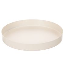 Article Plateau décoratif rond en métal 20 cm crème pour intérieur